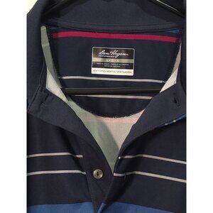 Ben Hogan Performance Polo Shirt Ventilated Striped Navy/Blue/Red L